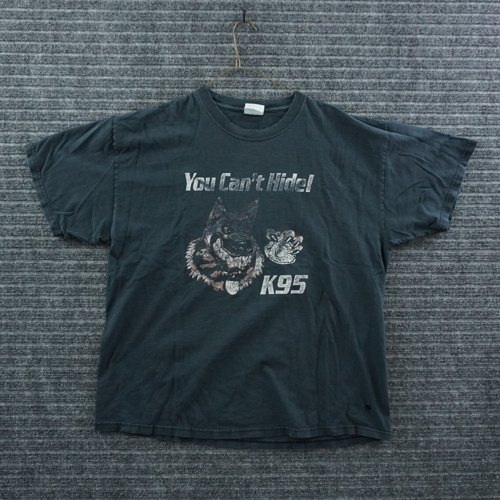 Hanes T-Shirt Mens XL Black Vintage K95 Police Dog Graphic Distressed